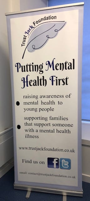 Trust Jack Foundation mental health board containing information about the charity 